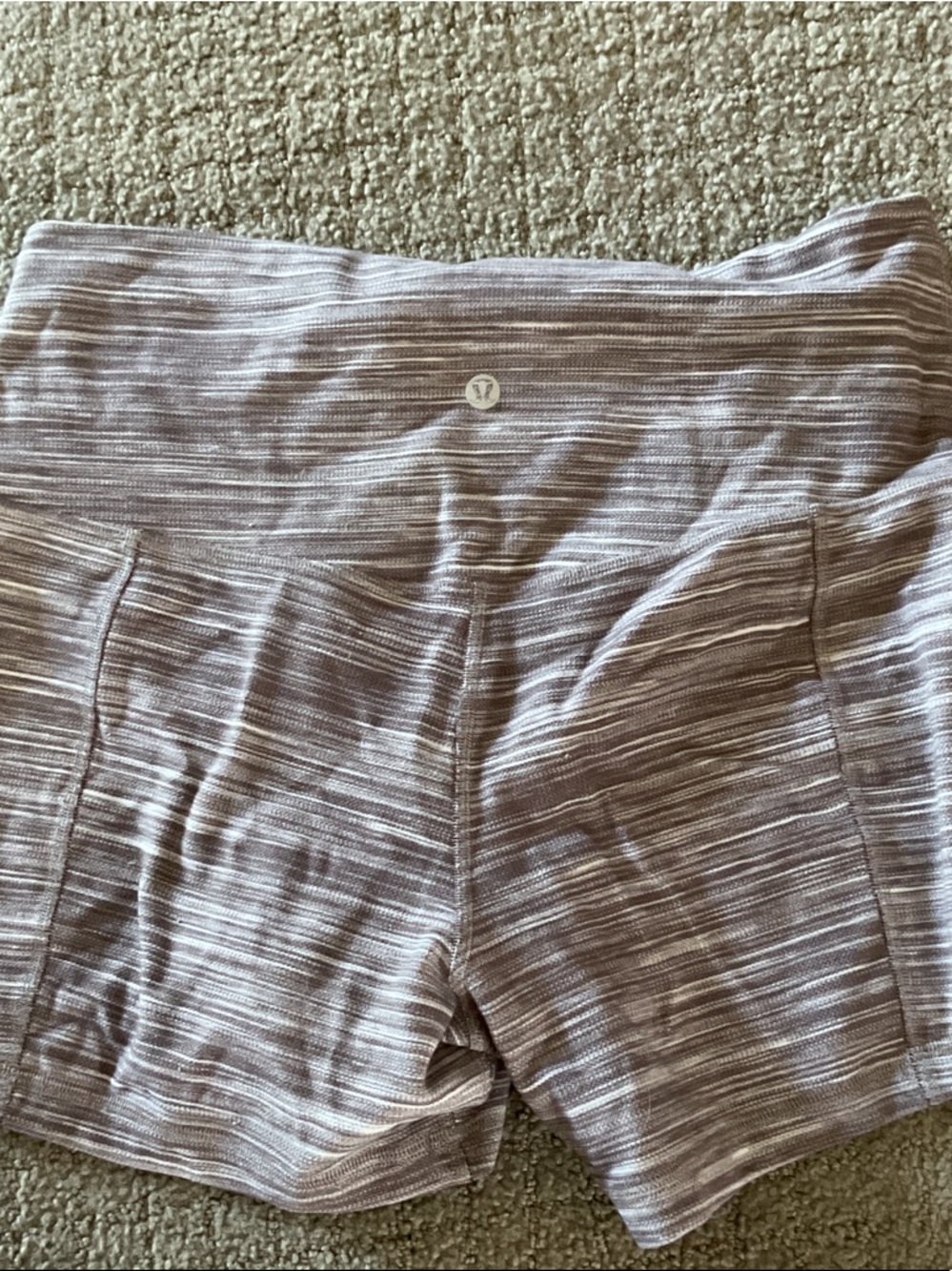 lululemon athletica Striped High-Rise Bike Shorts - Light Mauve